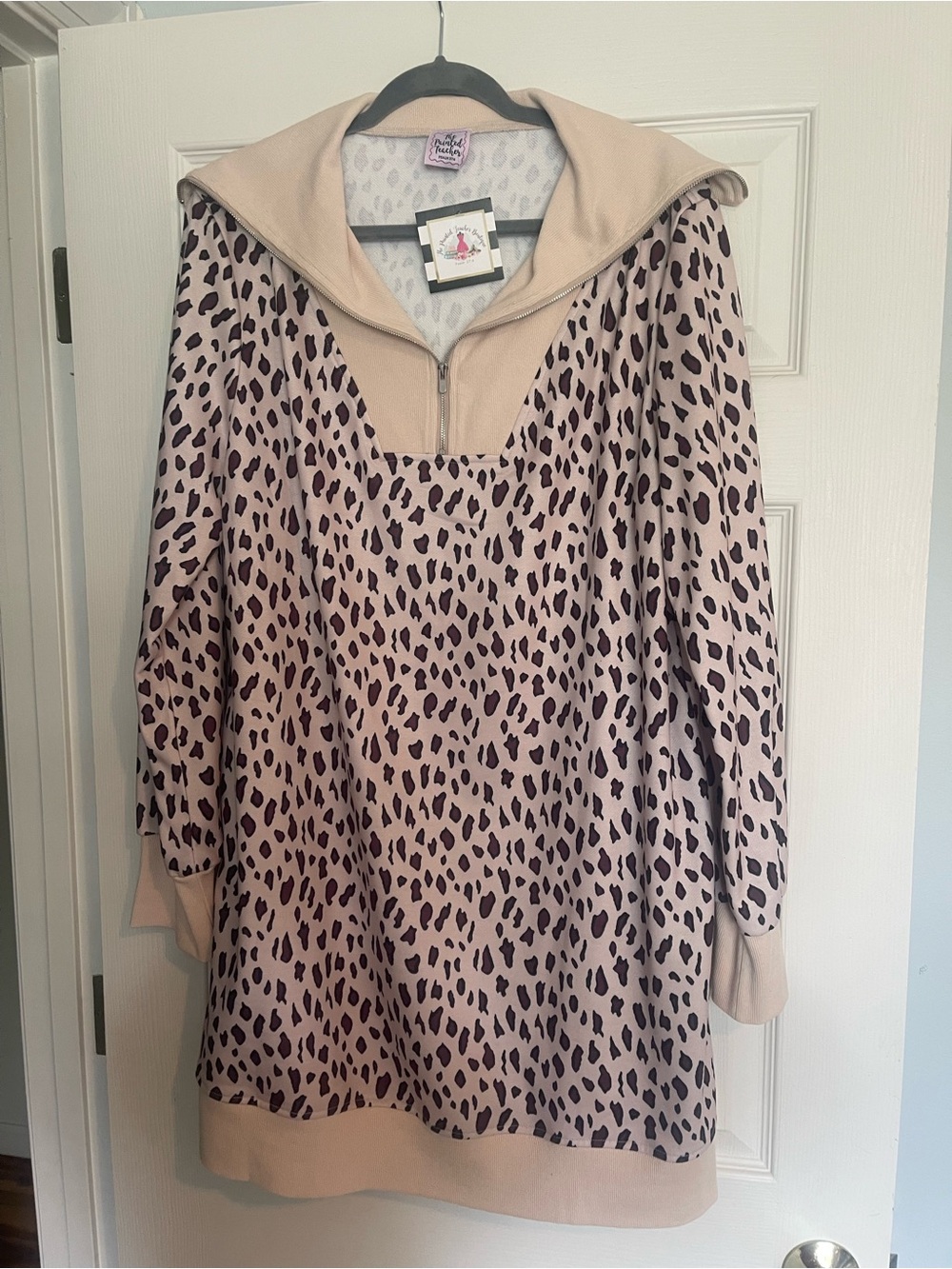 Vintage Havana Blush Leopard Half-Zip Pullover Hoodie